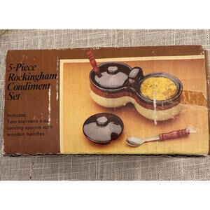 Vintage Rockingham Condiment Set 5 Piece New In Box 1980s NIB Pottery‎ Stoneware